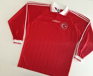 Turkey 1995/96 Home Long Sleeves Football Shirt Xl Adidas Vintage Soccer Jersey