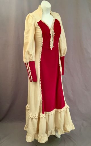 Gunne Sax Vintage Victorian Dress Velvet And Lace C1970