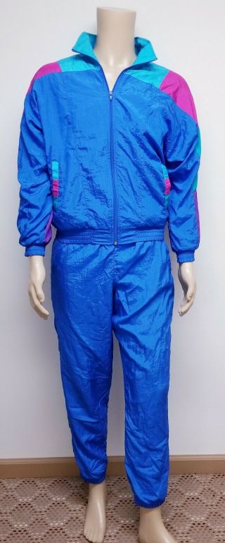 Bold Spirit Vtg 80’s Windbreaker Jacket Pants Track Suit Jogging Set Sz S Unisex