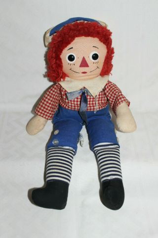 1960s Vintage Knickerbocker Raggedy Andy Doll 16 " Johnny Gruelle Blue Stripe Sox