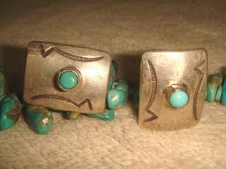 VTG.  FRED HARVEY ERA OLD PAWN NAVAJO STERLING SILVER TURQUOISE UNISEX CUFFLINKS 5