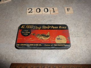 T2001 Af The American Fork & Hoe Al Foss Dry Strip Pork Rinds In Rare Tin Box