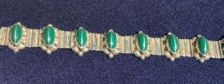 Vintage Sterling Silver And Turquoise Bracelet Mexico Eagle Mark