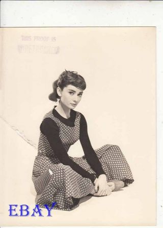 Audrey Hepburn Sits Crossed Legged Vintage Photo Unretouched Proof Stamped On It
