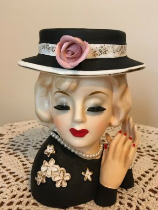 lady head vase headvase JAPAN 5 3/4  contion vintage hard to find 2