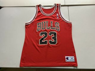Vintage Michael Jordan Champion Chicago Bulls Red Nba Jersey Men Size 44