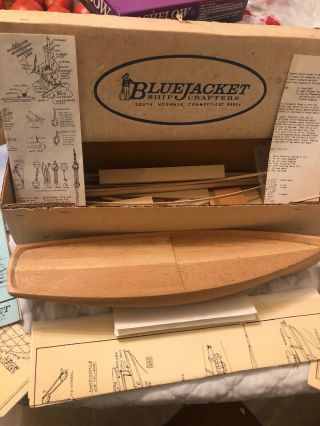 Vintage Blue Jacket Wooden Smuggler Fishing Schooner Model Ship 1/4 " - 1 