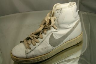 Vintage 1980’s Nike White Leather Shoes Size US 7.  5 Men ' s High Top Basketball 8