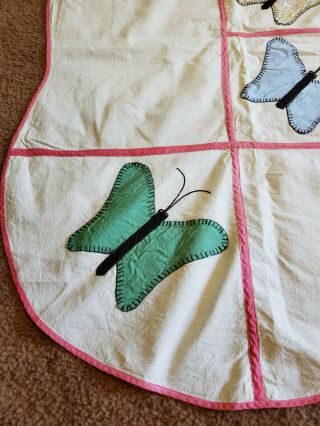 Vintage 1940 ' s Feedsack Butterfly Applique Summer Bedspread Quilt top 76x100 2