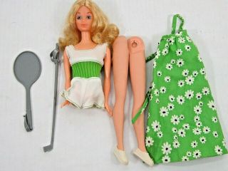 Vintage 1975 Mod Moving Pj Barbie Doll Back Lever Bendable Leg