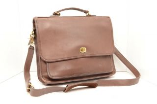 Coach Brown Leather Briefcase Laptop Messenger Bag Vintage Satchel Shoulder