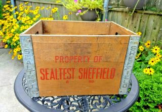 Antique Vintage Sealtest Foods York Wood & Metal Milk Crate Carrier Box