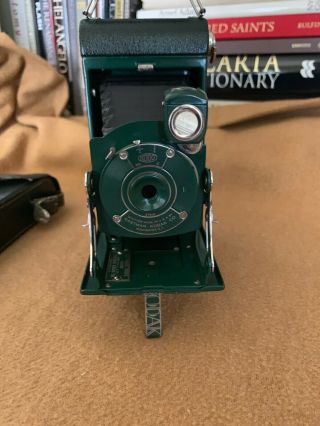 Vintage Kodak Junior No.  1a Pocket Folding Camera Green With Case
