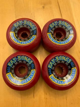 Nos Powell Peralta Rat Bones Red Skateboard Wheels 60mm 90a Duro Rare 80 