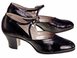 Vintage Black Mary Jane Style Heels Patent Leather Shoes 1920 Nib Eu37 Us 6.  5