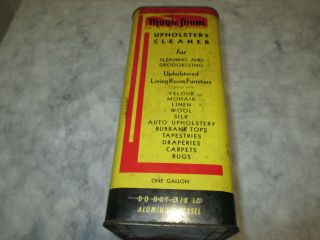 Vintage Magic Foam Upholstery Cleaner Gallon Can with DEVIL / GENIE advertising 4