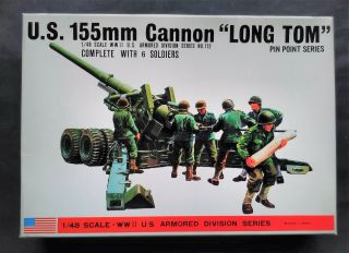 Vintage & Rare 1/48 Bandai U.  S.  155mm Cannon " Long Tom " Model Kit