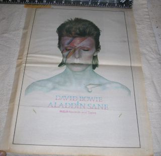 David Bowie Aladdin Sane Vintage 1973 Full - Color Full - Page Large 11x17 Ad Poster
