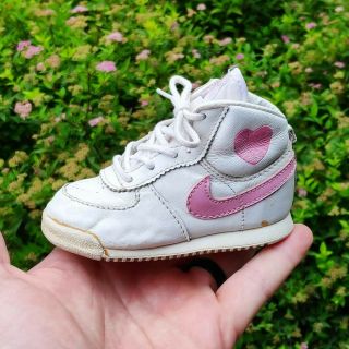 Vtg 80s (?) Nike Infantry 8506 Soft Pink White Hi Top Shoes Baby Toddler 4c Girl