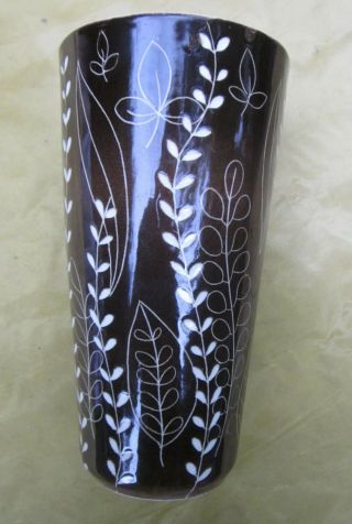 Vintage Arabia/finland Tall Vase,  Leaf Designs
