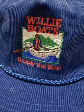 Vintage Willie Boats Corduroy Snapback Hat Ball Cap Simply The Best One Size