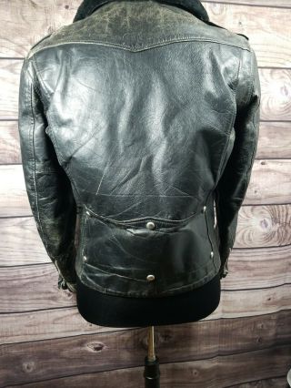 Vtg 60s Greaser Brando Talon Zip Style Black Leather Jacket Sears Men ' s Rare 40L 4