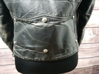 Vtg 60s Greaser Brando Talon Zip Style Black Leather Jacket Sears Men ' s Rare 40L 5
