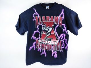 Vtg University Of Alabama Crimson Tide Elephant Lightning Storm T - Shirt Size Xl