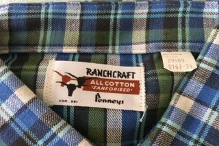 NOS RANCHCRAFT PENNEYS WESTERN SHIRT VTG PEARL BUTTONS LONG SLEEVE 16 1/2 34 3