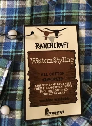 NOS RANCHCRAFT PENNEYS WESTERN SHIRT VTG PEARL BUTTONS LONG SLEEVE 16 1/2 34 5