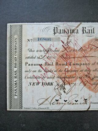 vTg 1875 Panama Rail Road Stock Certif Revenue imprint Stamped Paper Canal Zone 4