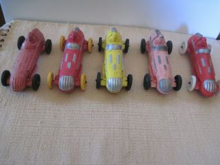 Vintage Set Of Five,  6 " Rubber Auburn,  Race Cars.