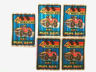 Four Wheelers Eat More True Vintage Set Of 5 Prism Stickers 70s