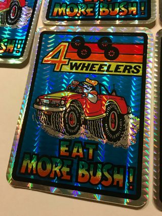 Four Wheelers Eat More True Vintage Set of 5 Prism Stickers 70s 2