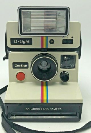 Vintage Polaroid One Step Rainbow Instant Land Camera Q Light Case - 2