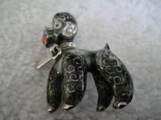Vintage Alice Caviness Germany Sterling Silver & Enamel Poodle Dog Brooch Pin