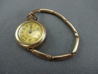 Antique Bulova 15 Jewel Pocket Wrist Watch W 1/10 14k Gold Mechanical Band