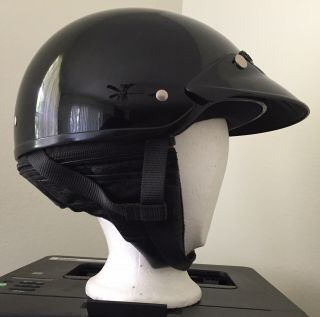 Shoei Open Face Motorcycle Helmet Black Snap Visor “shorty” Great Shape Size Xs