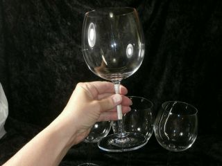 SET OF 4 VINTAGE WATERFORD MARQUIS LARGE CRYSTAL LIGHT RED WINE GLASSES STEMS 2