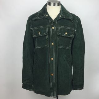 Vintage 1970s Joo - Kay Green Suede Leather Jacket Men 
