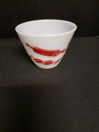Rare Vintage Fire King Kitchen Aid Red Utensil Mixing Bowl