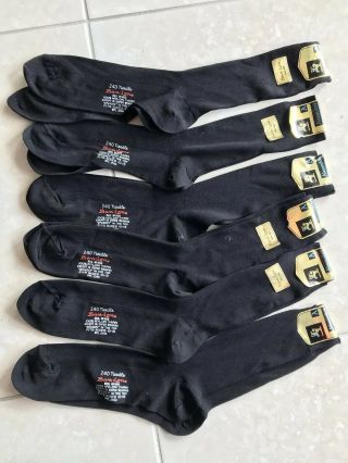 Vintage 50s 60s Nylon Socks Nos 6 Pair Mens Black Ban - Lon Dress Hose Sz 10 - 13