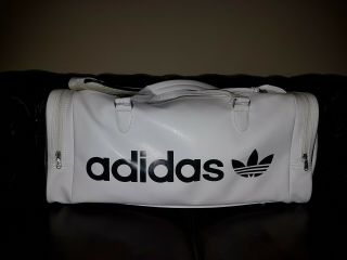 Vintage Adidas White & Black Large Gym Bag
