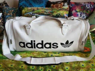 Vintage Adidas White & Black Large Gym Bag 5
