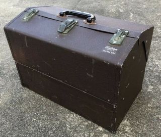 Large Vintage PHILSON DELUXE 6 Brown Aluminum Folding Tray Fishing Tackle Box 5