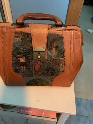 Vintage Disney Leather & Tapestry Purse & Wallet Winnie The Pooh