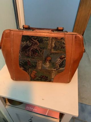 Vintage Disney Leather & Tapestry Purse & Wallet Winnie The Pooh 2