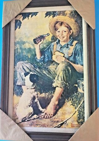 Vintage The " Barefoot Boy " Print On Canvas By Norman Rockwell 1978/1979