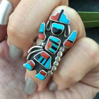 Vintage Zuni Rainbow Man/shalako Dancer Ring | Rainbow Man Rings