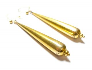 Long Antique Georgian Or Victorian Gold And Gilt Metal Earrings